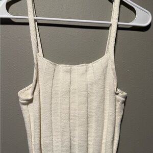 Cream/White Ribbed Knit Tank Top